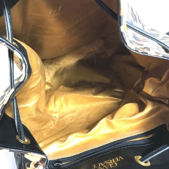 VERSACE vintage leopard backpack bag Backpack PVC / Leather yellow/Black main image 4